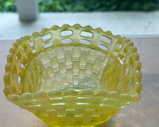 Vaseline Glass Candy Dish 