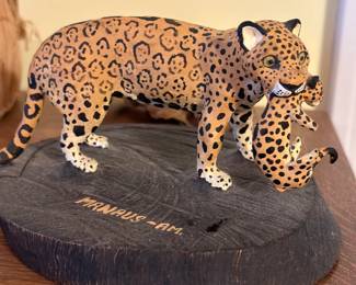 Carved Wood Cheetahs 