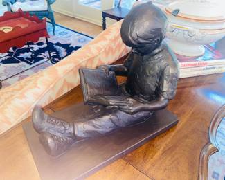 Gary Lee Price, signed
Cast bronze sculpture, painted black Boy reading a book