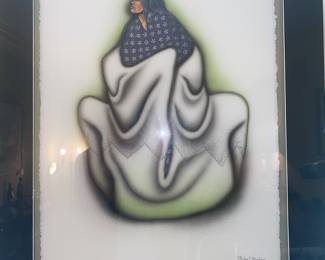 Robert Redbird Sr. (Native Am. 1939-2016) Native American Woman with Green aura Watercolor on handmade paper
30 x 22 1/2