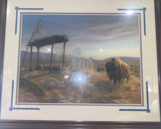 Karen Amaro
Buffalo with Ghostlike Figure “One Last Farewell” signed/dated, pastel on paper
17 x 23