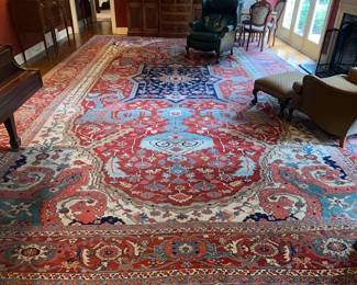 Antique Persian Heriz Serapi Palace size  14 x 24 