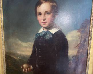 Signed Illegibly, Continental school Portrait of A Boy Holding a Ball
Oil on canvas
30 x 25