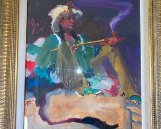 Donald “Putt” Putman (Am. 1926-2007) Acrylic on masonite
Old Chief With Pipes
24 x 20