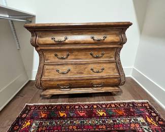 Bombay chest, handmade rug