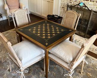 Folding game table w/ French side chairs 