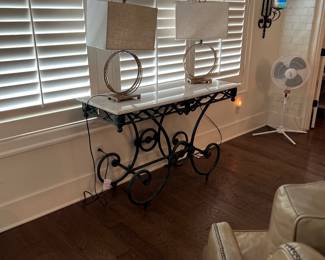 Iron and marble console table