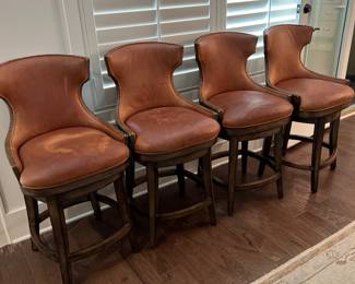 Set of leather bar stools 