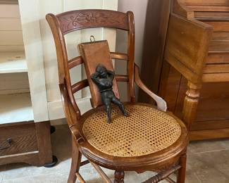 Antique accent chair w/cane seat