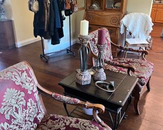 Antique oak secretary and Ethan allen side chairs 
