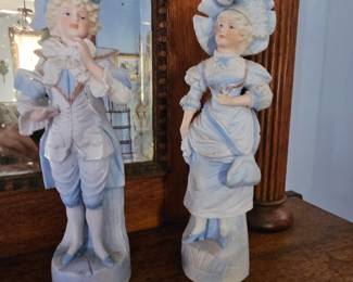 Victorian bisque pair of figures