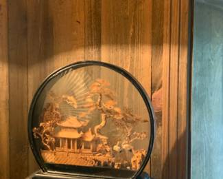 Hand carved Asian scene