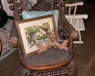 Antique wicker rocker