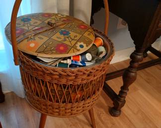 Antique sewing basket