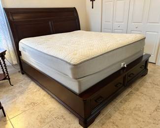 King Sleigh Bed with Cedar Storage, 80" w x 94" d x 60" h , P6 Performance Series Dual Series Sleep Number King Mattress, $800