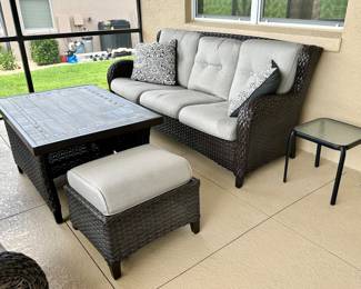 Heritage 6 Piece Deep Seating Set, Sofa: 74" w x 36" h x 29" d, Chair: 30" w x 36" h x 30" d, Coffee Table: 44: w x 22 3/4" h x 30" d, $495