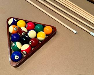 Presidential Billiards Pool Table w/ Cue Rack and Accessories, 55" w x 31 1/2" h x 98" d, $995