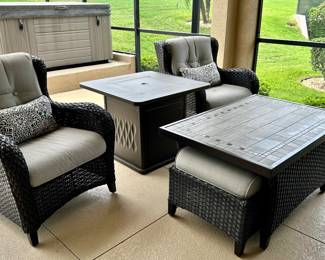 Heritage 6 Piece Deep Seating Set, Sofa: 74" w x 36" h x 29" d, Chair: 30" w x 36" h x 30" d, Coffee Table: 44: w x 22 3/4" h x 30" d, $495