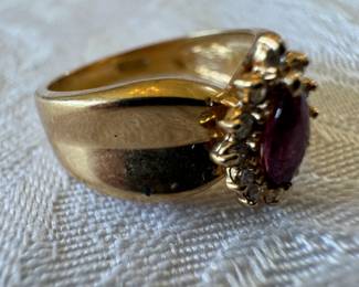 14K Gold with Ruby & Diamond Ring