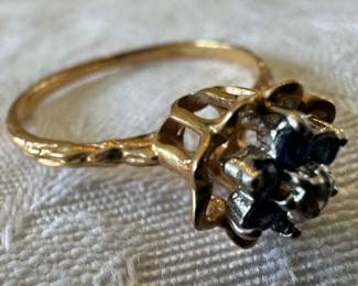10K Gold with Sapphire Cluster Ring