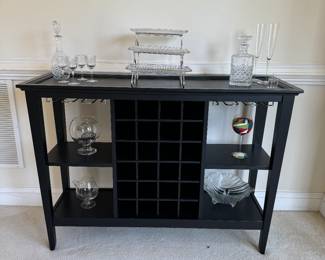 Black Wine Bottle Storage Console Table (48"W x 16"D x 34-1/2"H)