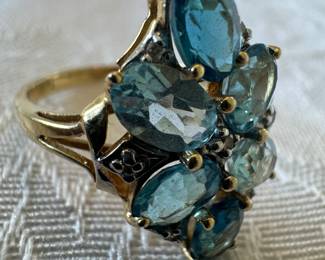 14K Gold & Blue Topaz Ring