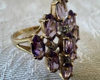 10K Gold Amethyst Clustering Ring