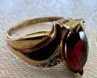 10K Gold with Red Garnet Ring