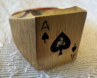 14K Gold Ace of Spades Ring