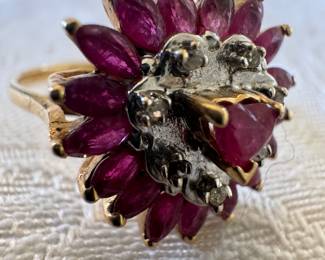 14K Gold with Ruby Marquise Ring