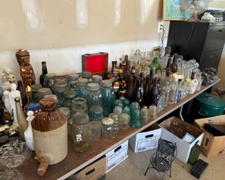 Large Selection of Vintage Bottles & Glass