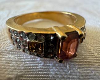 14K Gold Diamond & Topaz Ring