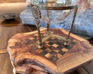 Handmade live edge chessboard set.