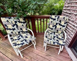 Pair of glider chairs & cushions.