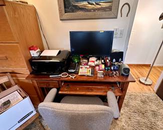 Desk with drop down keyboard tray.