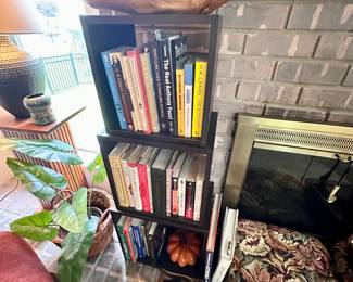 Books & unusual small bookcase.