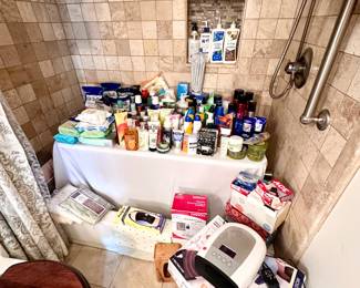 Many personal care items, new in package.