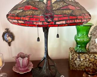 Tiffany style dragonfly lamp.