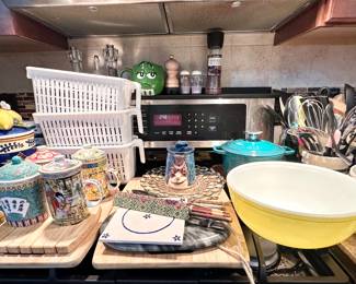 Aqua dutch oven & silverware sets.