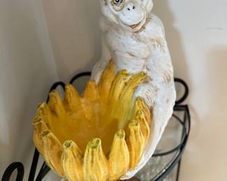 Vintage 1950's Italian ceramic monkey with bananas.