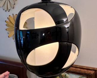 Ceramic swag light, black & white.