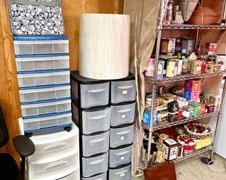 Pantry items & storage drawers.