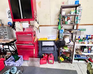 Like new Craftsman wall box with keys, and like new Craftsman upper and lower tool boxes. 