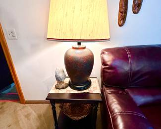 Vintage table lamp with original shade.