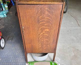 Antique oak sheet music cabinet.