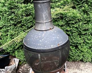 Chiminea for outdoor fires.