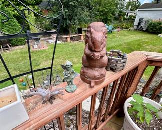 Antique cast iron squirrel hitching post top.