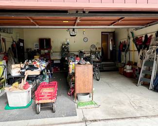 Garage filled with useful house & garden items.
