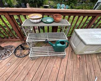 Metal nesting shelving.