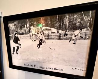 Cool vintage hockey framed art.